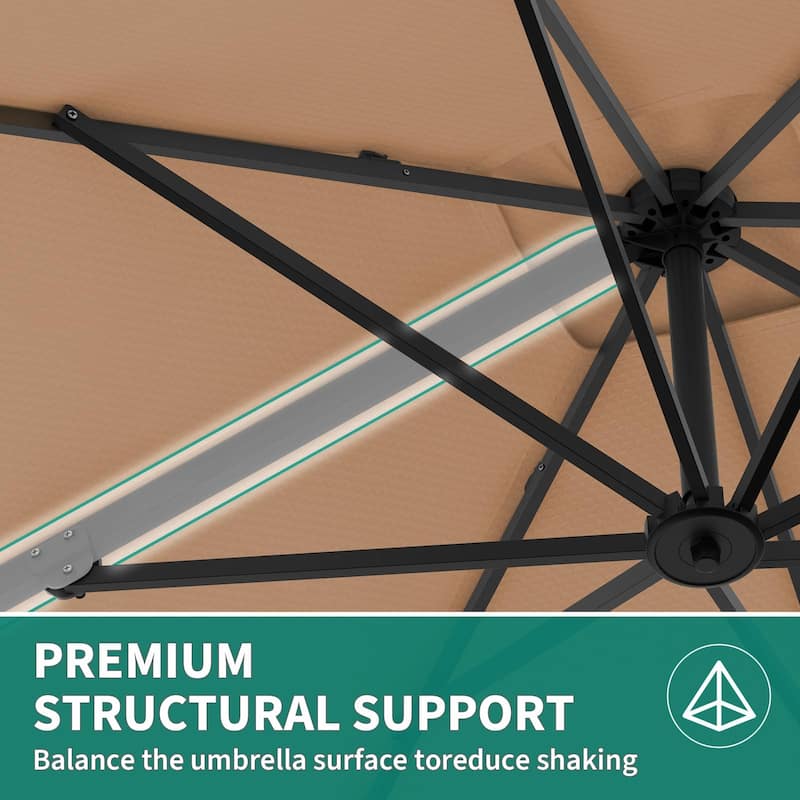 10x10Ft Offset Patio Umbrella, with Adjustable Tilt, 360° Rotating