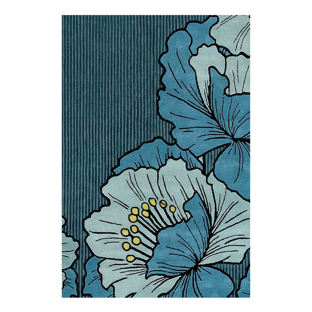 NICOLE MILLER NEW YORK Flora Grandeur Bloom Handcrafted Wool Area Rug