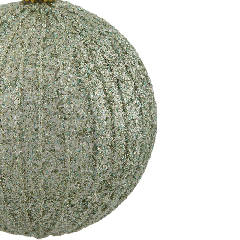 Holographic Glitter Shatterproof Christmas Ball Ornament - 4" - Tea Green