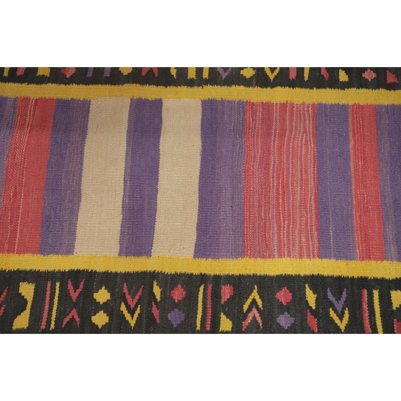 Hand Woven Oriental 100% Wool Carpet Southwestern Tribal Multi-Colored Kilim Runner Rug - 11' 5'' X 2' 7''