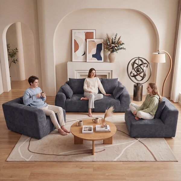 Oversized Cloud Velvet Curved Sectional Couch 118', Boneless Couch