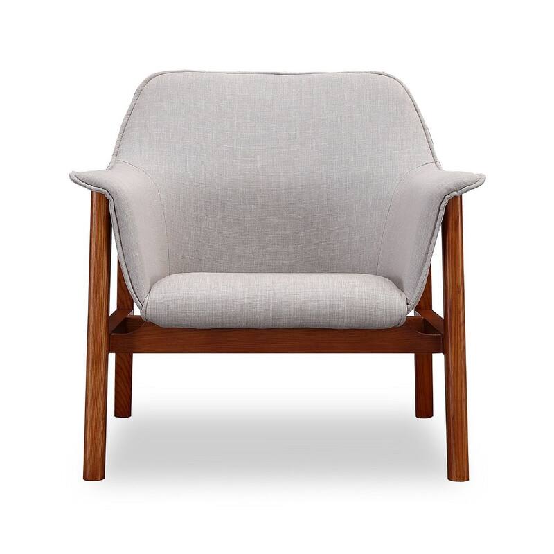 Manhattan Comfort Miller Walnut Linen Weave Accent Chair (Set of 2)
