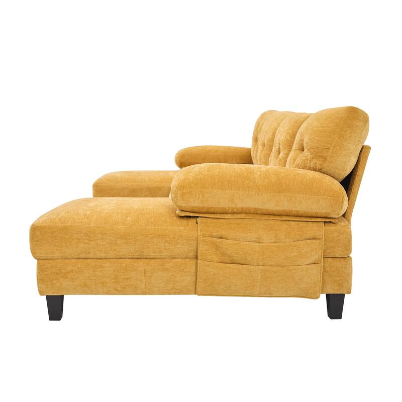 103.5" Chenille Fabric Couch U-Shaped Sectional Sofa with Dual Chaise Lounges, Storage Pockets and Armrest Pillows