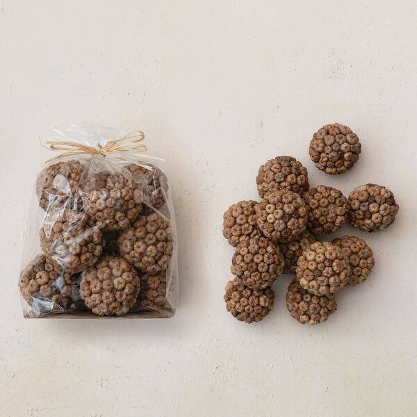 slide 2 of 4, Round Dried Natural Peepal Pod Orbs Beige