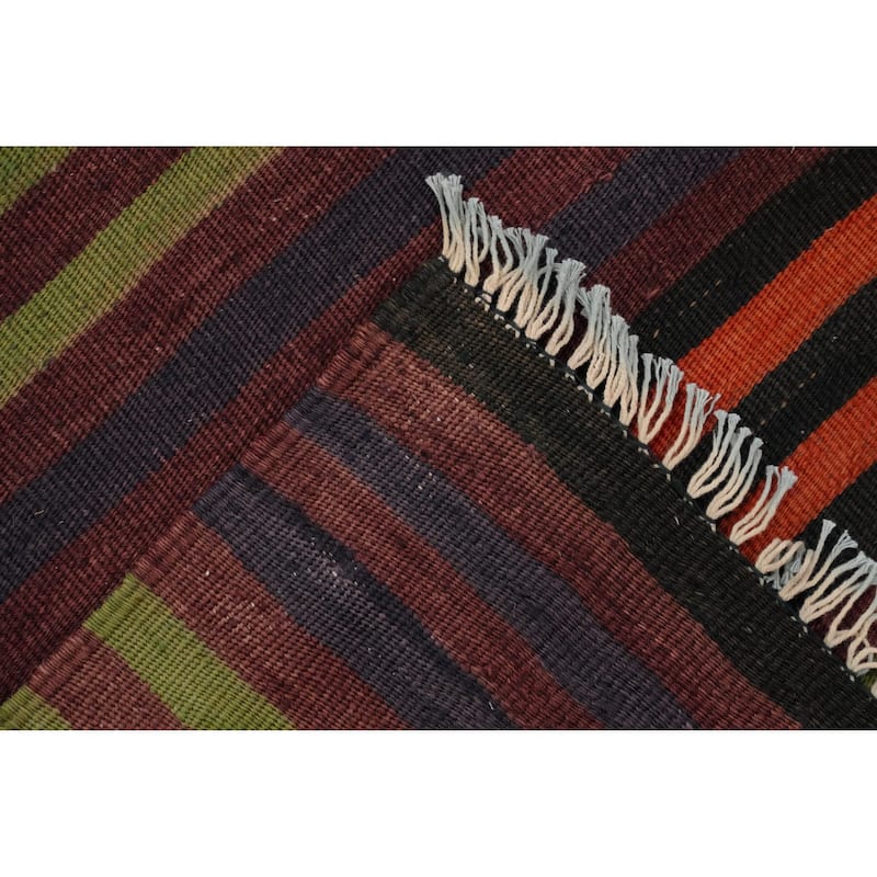 Hand Woven Oriental 100% Wool Carpet Southwestern Geometric Multi-Colored Kilim Area Rug - 6' 8'' X 5' 3''