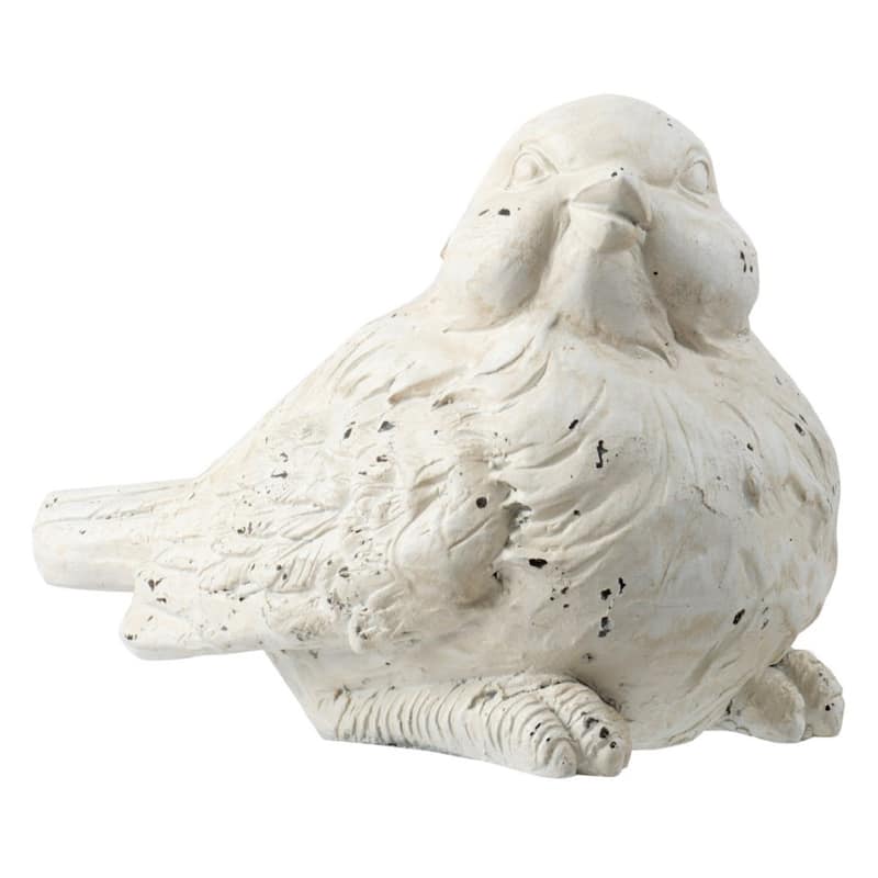 Small Sitting Bird Outdoor Garden Figurine - 13.5" - White