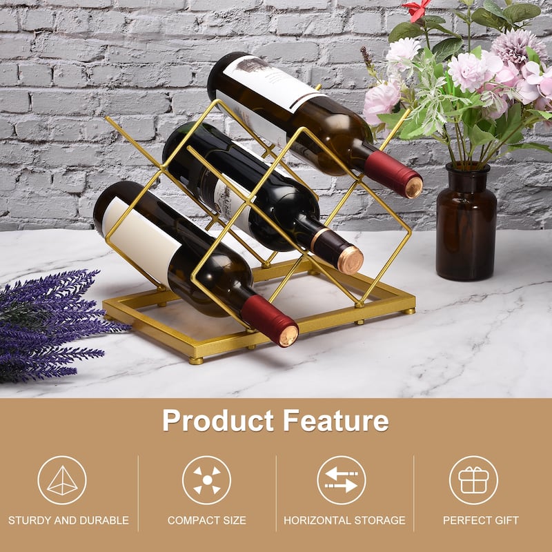 Countertop Wine Rack Wine Bottle Holder 5 Bottle for Table Bar Cabinet