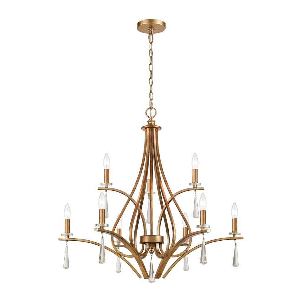 Elk Home Katania Antique Gold Metal 9 Light Chandelier