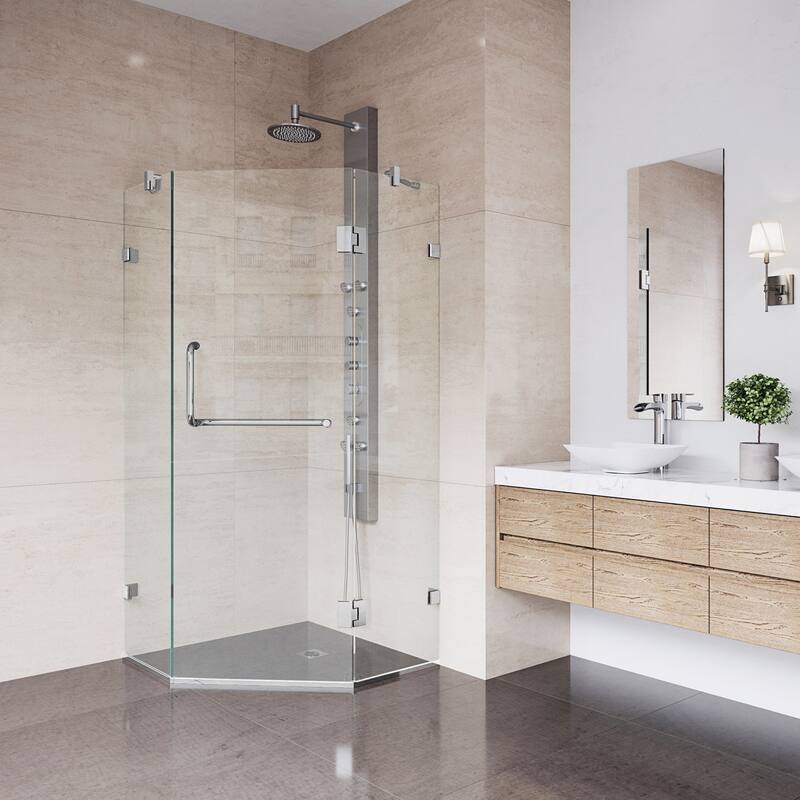 VIGO Piedmont 34"D x 34"W x 73"H Frameless Hinged Neo-Angle Shower Enclosure