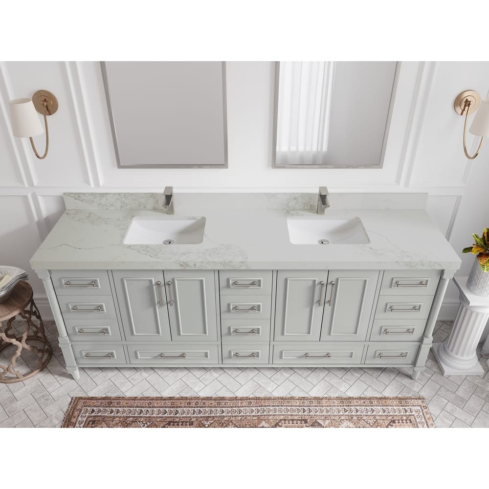 Willow Collections 84 in. W x 22 in. D Aberdeen Double Bowl Sink Bathroom Vanity with Countertop