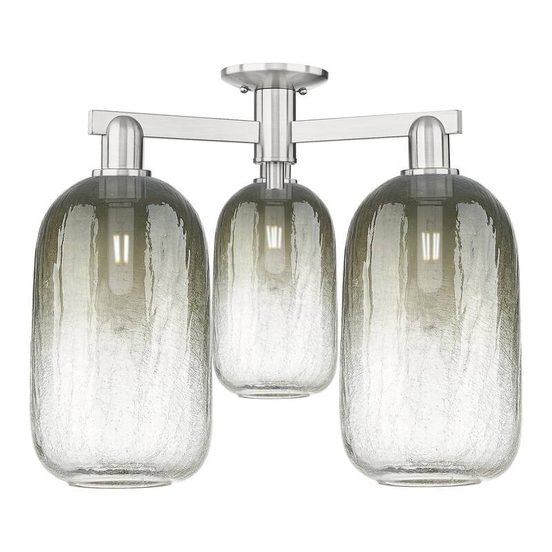 Innovations Lighting 716-3F-17-25 Brookhaven Cloche Semi-Flush - Brushed Satin Nickel / Slate