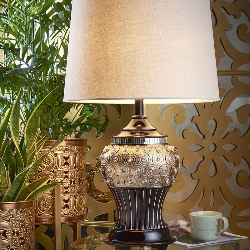28.75 Inch Gold Max Bejeweled Resin Table Lamp
