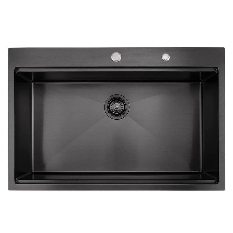 DORNBERG 33 Inch Black Kitchen Sink Stainless Steel Single Bowl Sink