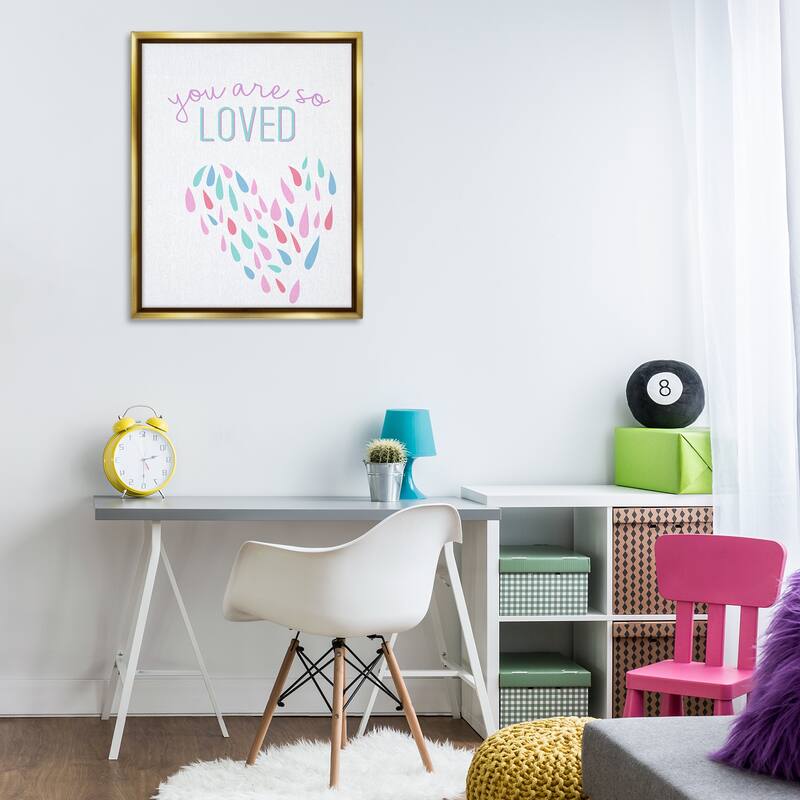 Stupell So Loved Abstract Heart Framed Floater Canvas Wall Art Design By Kim Allen