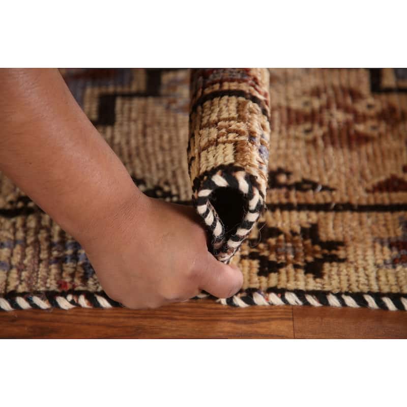 Tribal Qashqai Persian Antique Area Rug Handmade Peach Wool Carpet - 3'6"x 7'11"