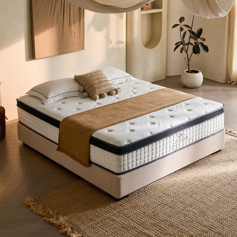 Medium Firm Gel Memory Foam 12 in. Hybrid CertiPUR-US Motion Isolation Mattress - White - Queen
