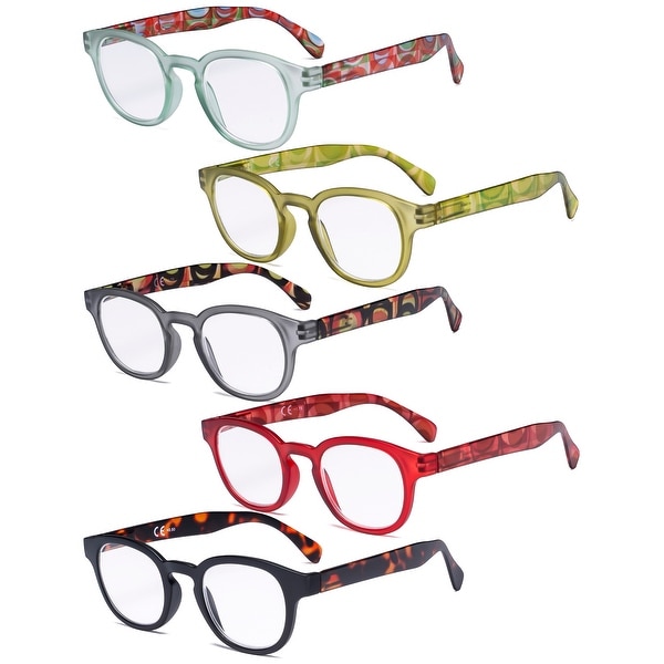 5 Pack Spring Hinges Reading Glasses - Vintage Pattern Design Women. Opens flyout.