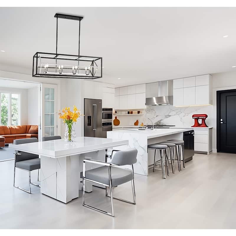8 - Light Kitchen Island Rectangle Chandelier Geometric Modern Cube Design