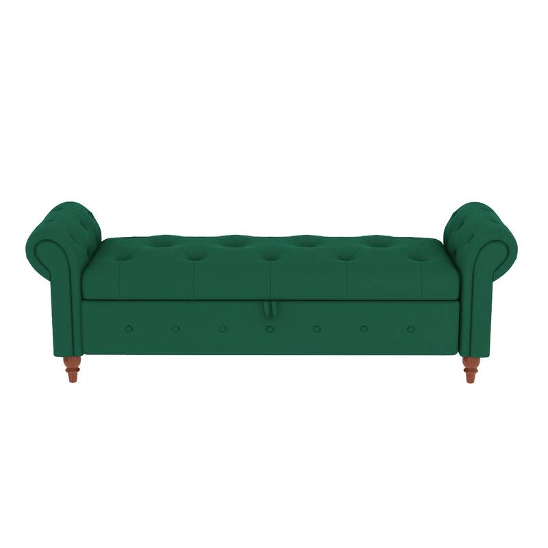 63" Fabric Bed Bench With Storage