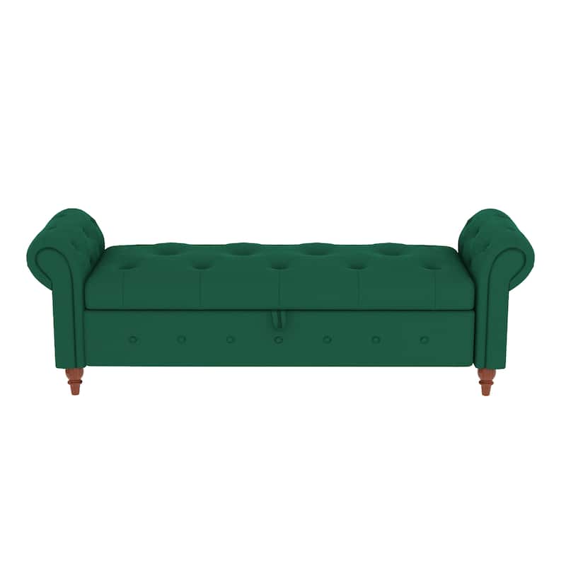 Modern Storage Bench Bed Bench with Rolled Arms