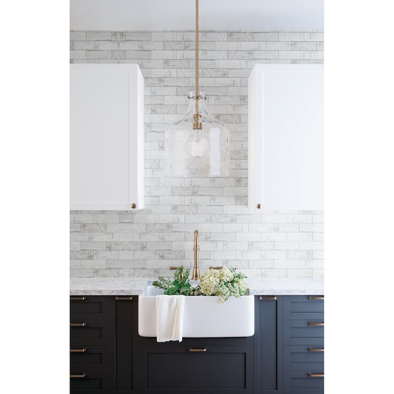 1-Light Clear Water Glass Shade Pendant
