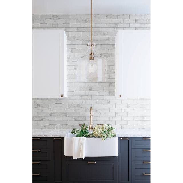 1-Light Clear Water Glass Shade Pendant
