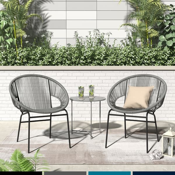 Corvus Sarcelles Woven Wicker Indoor/Outdoor Bistro Chairs (Set of 2
