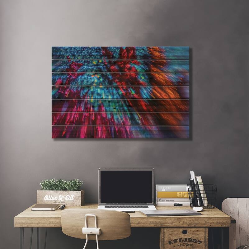 Stardust Refractions Print On Wood by Elena Kulikova - Multi-Color