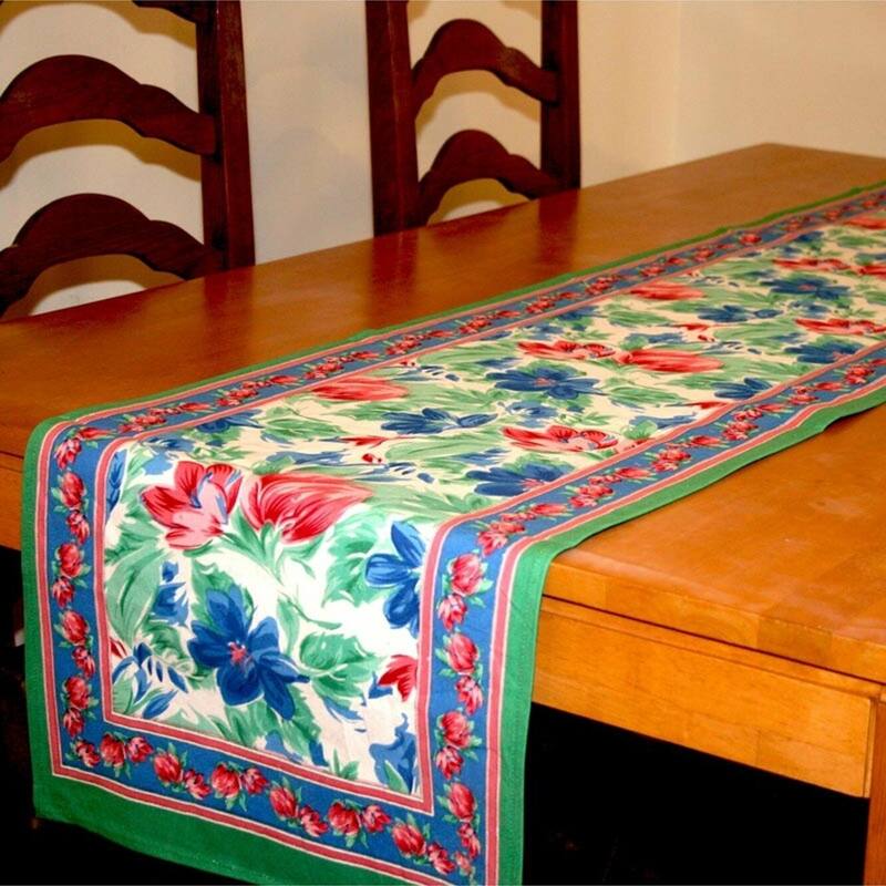 Artsy Brush Stroke Vibrant Floral Cotton Tablecloth Collection