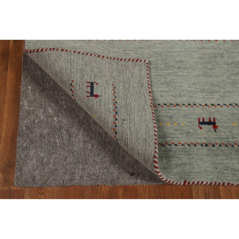 Hand Knotted Oriental 100% Wool Carpet Tribal Animal Pictorial Green Gabbeh Area Rug - 5' 10'' X 4' 0''