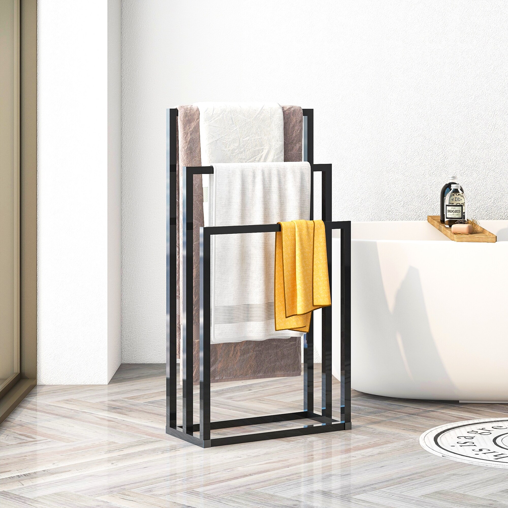 Metal Freestanding Towel Rack 3 Tiers Hand Towel Holder Organizer for Bathroom Accessories Black On Sale Bed Bath Beyond 39868243