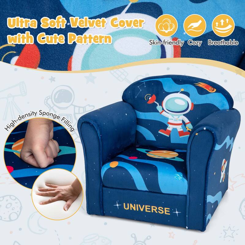 Costway Kids Sofa Toddler Upholstered Armrest Chair with Solid Wooden - See Details