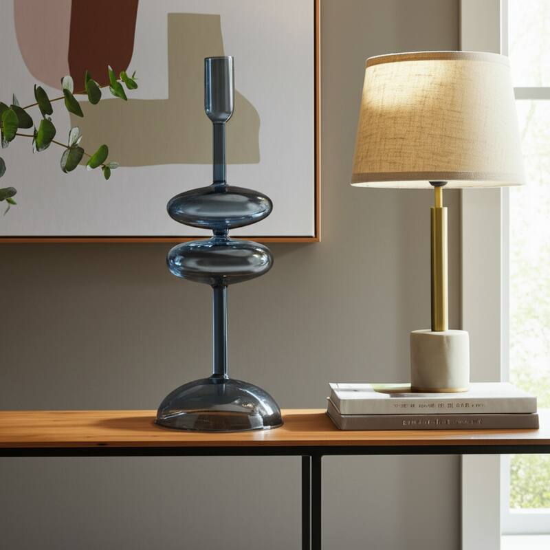 Modern Glass Retro Bubble Pillar and Taper Candle Holder Sleek Design