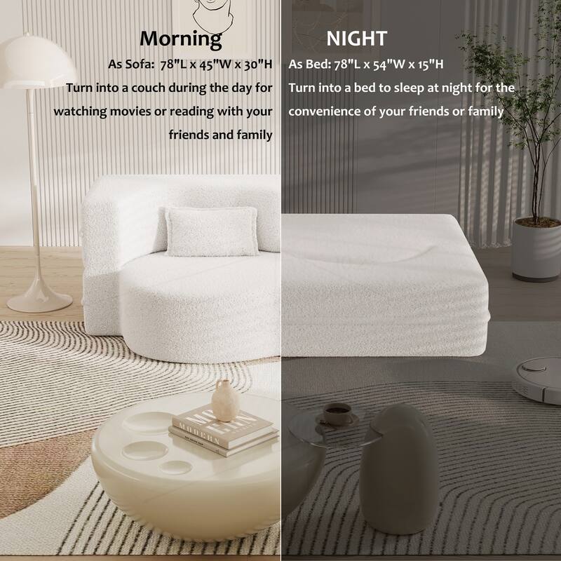 Versatile Convertible Foam Sofa Bed with Removable Cushions and Pillows