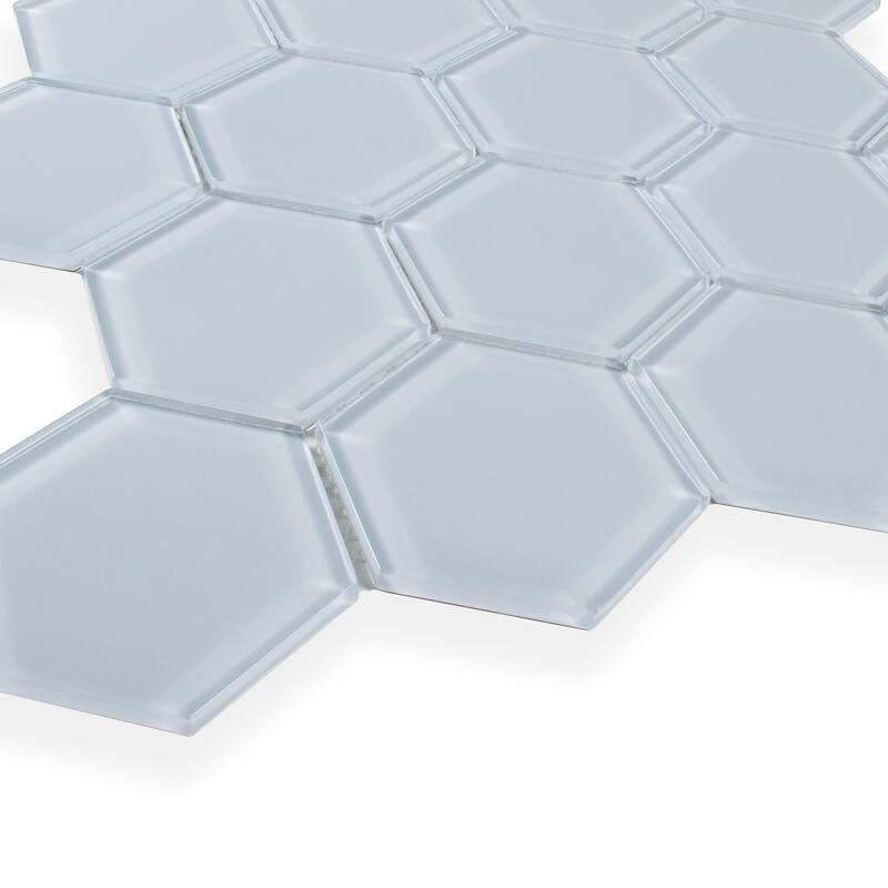 3" Beehive 10.25 in. x 11.75 in. Hexagon Glass Mesh-Mounted Mosaic Tile
