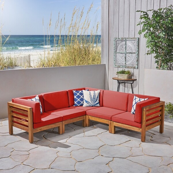 Oana Outdoor 5-seat Acacia Sectional Set by Christopher Knight