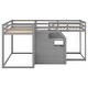 preview thumbnail 15 of 16, Pine Wood Quad Twin L-Shaped Bunk Bed, Middle Staircase, Storage, Space-Saving