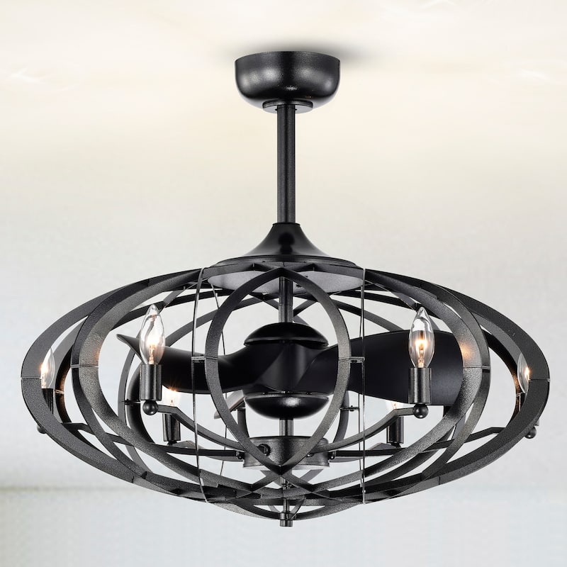 29-inch Gun Metal Grey 6 Lights 3 Blades Lighted Ceiling Fan with Remote