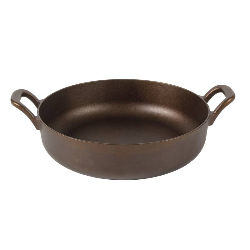 Bloomhouse Natural Bronze Finish Pre-seasoned Cast Iron Grill, Everyday Pan, Skillet & Olive Wood Trivet