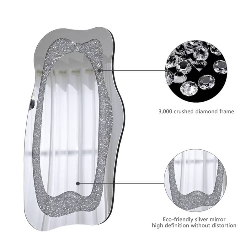 Irregular Wall Mirror Crushed Diamond Inlay Accent Mirror