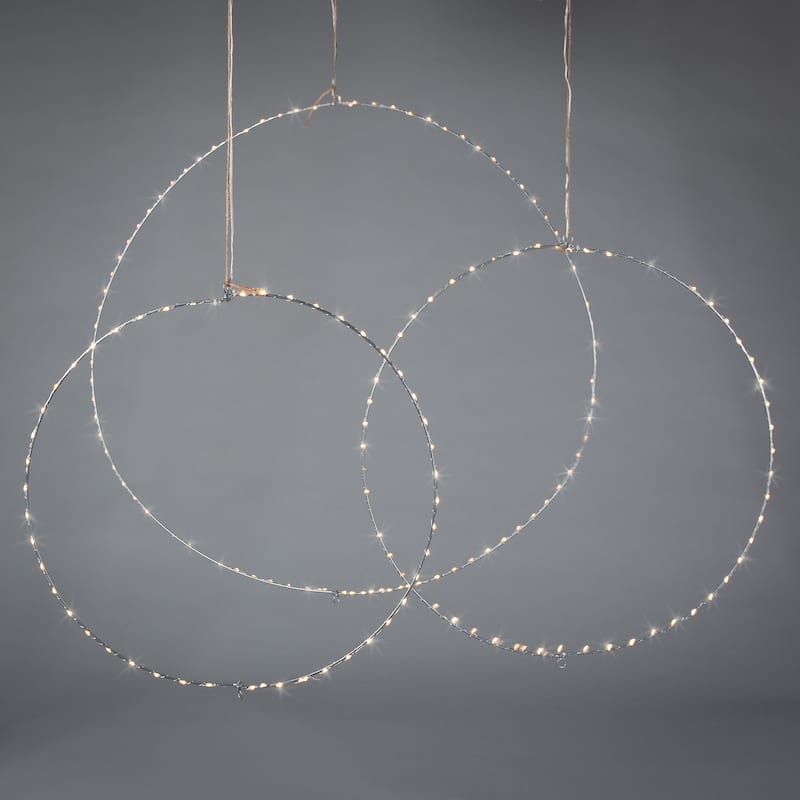 Set of 3 Whimsical Rings, Warm White Battery Operated LED