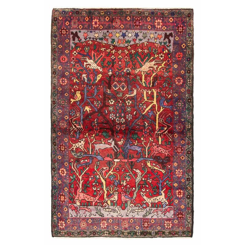 ECARPETGALLERY Hand-knotted Melis Vintage Red Wool Rug - 4'1 x 6'7 - Red - 4'1 x 6'7
