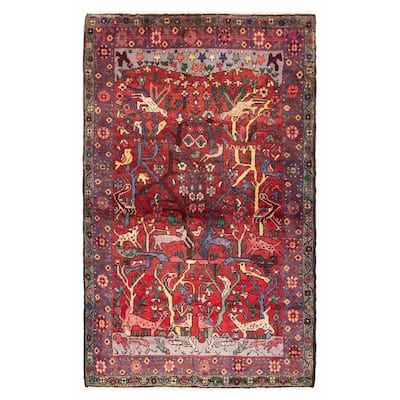 ECARPETGALLERY Hand-knotted Melis Vintage Red Wool Rug - 4'1 x 6'7