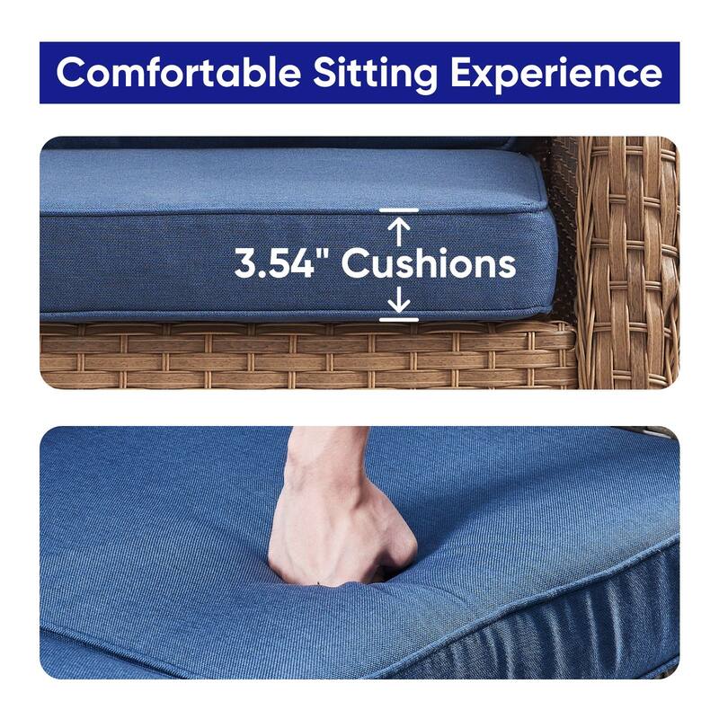 ArcoBay Wicker PE Rattan Outdoor Patio Swivel Glider Chairs with 4'' Olefin Cushions (2-Pack)