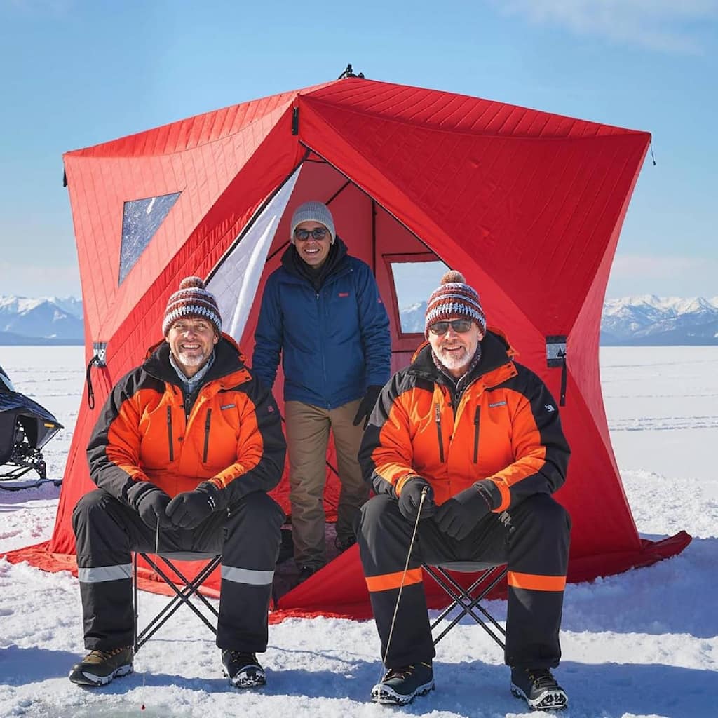 Pop Up Thermal Insulated Hub Tent, Ice Fishing Shelter for 3-4 Persons