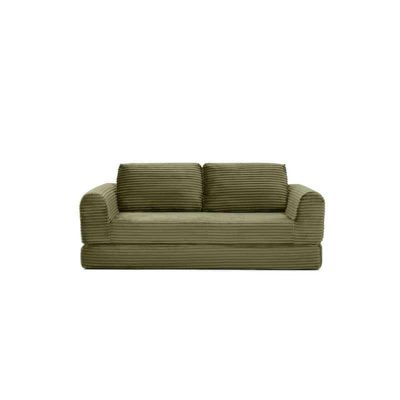 Minimalist Sofa Bed Sleeper Sofa Couch with 2 Pillows, Green 3-Seater Sofa Couch with Armrests for Living Room