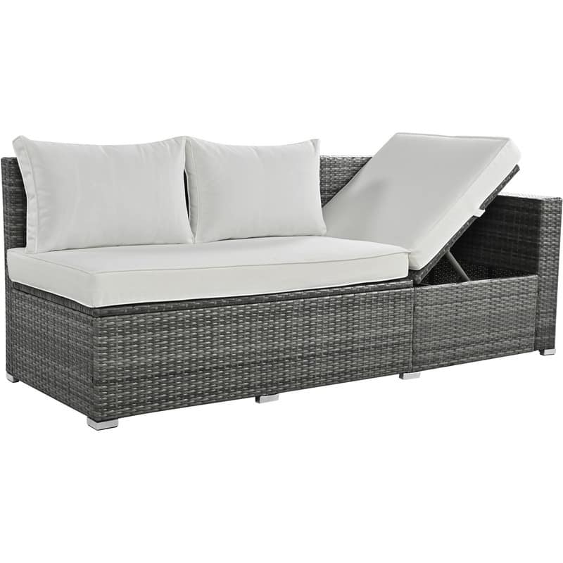 6-Piece All-Weather PE Rattan Patio Set – Adjustable Seating, Storage Box, Removable Covers & Tempered Glass Table Top‌