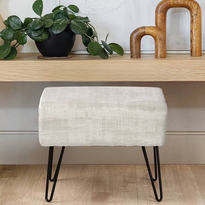 Textured Velvet Ottoman
