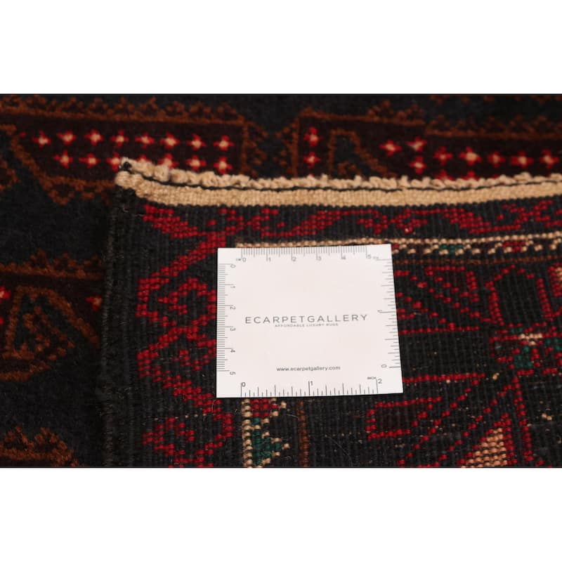 Teimani Black, Red Rug 3'8" x 6'8" - 3'8 x 6'8