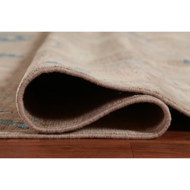 Hand Knotted Oriental 100% Wool Carpet Transitional All-Over Brown Oushak Area Rug - 12' 11'' X 9' 4''